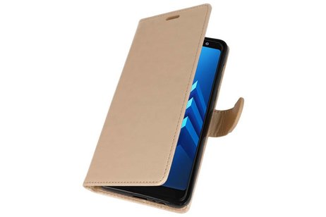 BAOHU Wallet Cases Hoesje Geschikt voor Samsung Galaxy A8 Plus (2018) - Goud