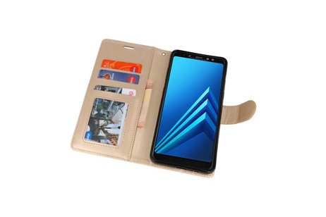BAOHU Wallet Cases Hoesje Geschikt voor Samsung Galaxy A8 Plus (2018) - Goud