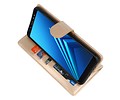 BAOHU Wallet Cases Hoesje Geschikt voor Samsung Galaxy A8 Plus (2018) - Goud