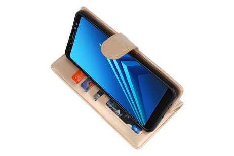 Wallet Cases Hoesje voor Galaxy A8 Plus (2018) Goud