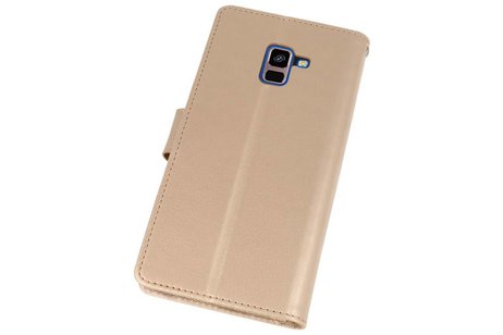 Wallet Cases Hoesje voor Galaxy A8 Plus (2018) Goud