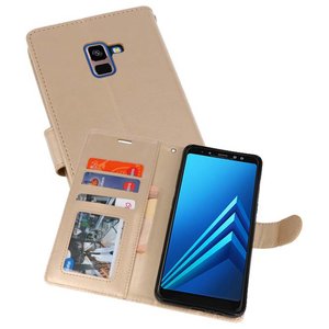 Wallet Cases Hoesje voor Galaxy A8 Plus (2018) Goud