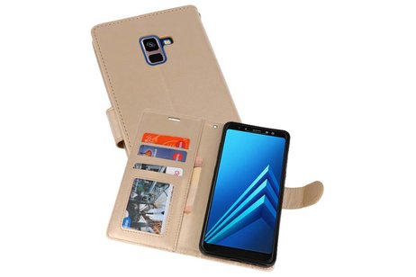 BAOHU Wallet Cases Hoesje Geschikt voor Samsung Galaxy A8 Plus (2018) - Goud