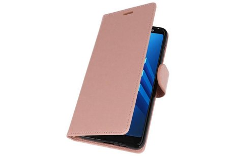 BAOHU Wallet Cases Hoesje Geschikt voor Samsung Galaxy A8 Plus (2018) - Roze