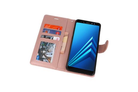 Wallet Cases Hoesje voor Galaxy A8 Plus (2018) Roze