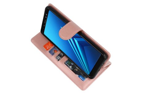 BAOHU Wallet Cases Hoesje Geschikt voor Samsung Galaxy A8 Plus (2018) - Roze