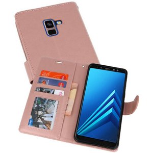 Wallet Cases Hoesje voor Galaxy A8 Plus (2018) Roze