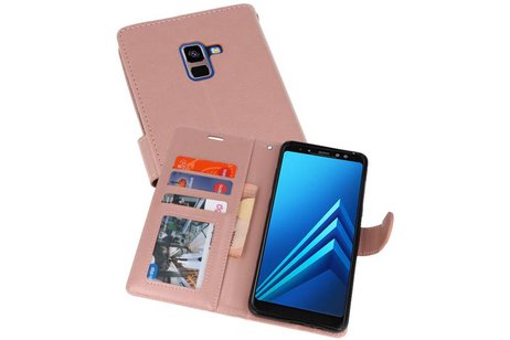 BAOHU Wallet Cases Hoesje Geschikt voor Samsung Galaxy A8 Plus (2018) - Roze