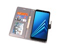 BAOHU Wallet Cases Hoesje Geschikt voor Samsung Galaxy A8 Plus (2018) - Grijs