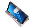 BAOHU Wallet Cases Hoesje Geschikt voor Samsung Galaxy A8 Plus (2018) - Grijs