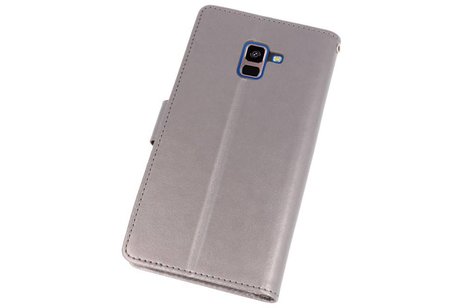 BAOHU Wallet Cases Hoesje Geschikt voor Samsung Galaxy A8 Plus (2018) - Grijs