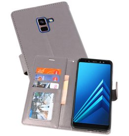 Wallet Cases Hoesje voor Samsung Galaxy A8 Plus (2018) - Grijs