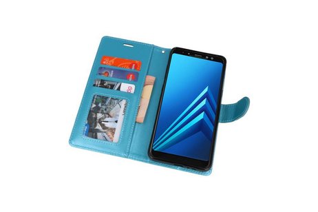 BAOHU Wallet Cases Hoesje Geschikt voor Samsung Galaxy A8 Plus (2018) - Turquoise