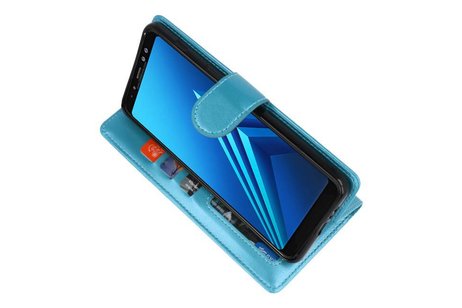 Wallet Cases Hoesje voor Galaxy A8 Plus (2018) Turquoise