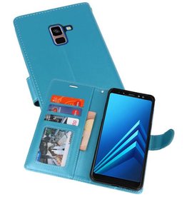 Wallet Cases Hoesje voor Samsung Galaxy A8 Plus (2018) - Turquoise