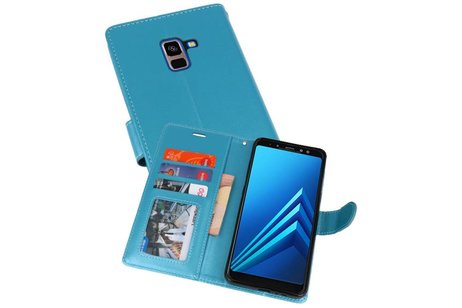 BAOHU Wallet Cases Hoesje Geschikt voor Samsung Galaxy A8 Plus (2018) - Turquoise