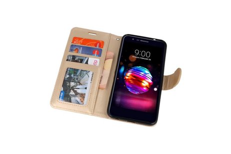 Wallet Cases Hoesje voor LG K10 2018 Goud