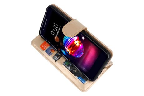 Wallet Cases Hoesje voor LG K10 2018 Goud