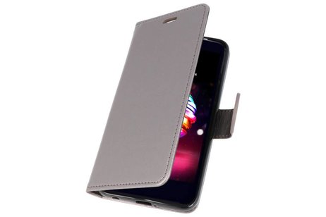 BAOHU Wallet Cases Hoesje Geschikt voor LG K10 2018 Grijs