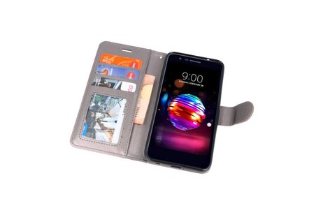 BAOHU Wallet Cases Hoesje Geschikt voor LG K10 2018 Grijs