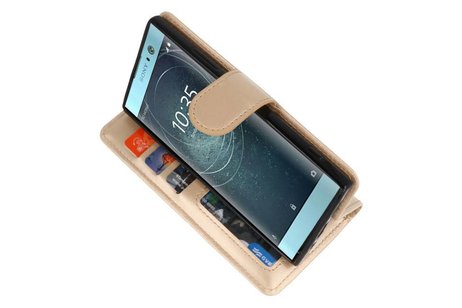BAOHU Wallet Cases Hoesje Geschikt voor Xperia XA2 Goud