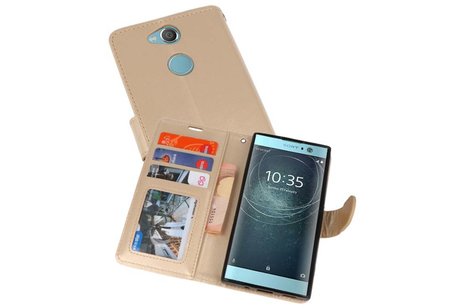 Wallet Cases Hoesje voor Xperia XA2 Goud