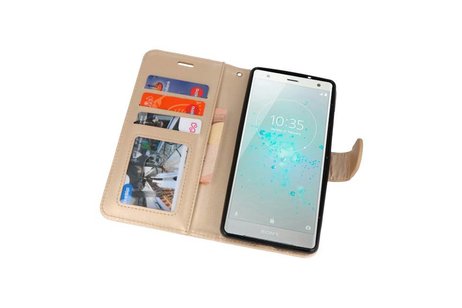 Wallet Cases Hoesje voor Xperia XZ2 Goud