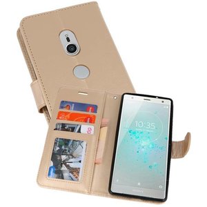 Wallet Cases Hoesje voor Xperia XZ2 Goud