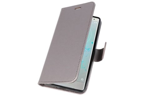 Wallet Cases Hoesje voor Xperia XZ2 Grijs