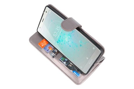 Wallet Cases Hoesje voor Xperia XZ2 Grijs