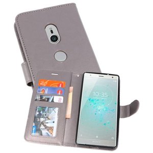 Wallet Cases Hoesje voor Xperia XZ2 Grijs