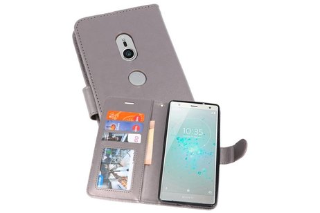 BAOHU Wallet Cases Hoesje Geschikt voor Xperia XZ2 Grijs