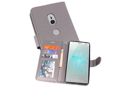 Wallet Cases Hoesje voor Xperia XZ2 Grijs