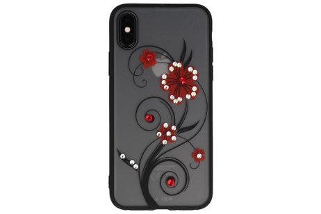 BAOHU Diamant Lelies Hoesjes Cases - Hoesje Geschikt voor iPhone X Rood