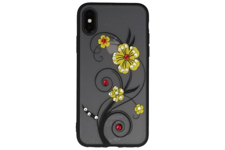 BAOHU Diamant Lelies Hoesjes Cases - Hoesje Geschikt voor iPhone X Geel