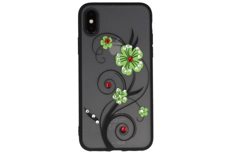 BAOHU Diamant Lelies Hoesjes Cases - Hoesje Geschikt voor iPhone X Groen