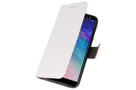 Hoesje Geschikt voor Samsung Galaxy A6 2018 - Kaarthouder Book Case Telefoonhoesje - Wit