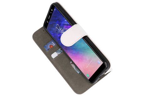 Hoesje Geschikt voor Samsung Galaxy A6 2018 - Kaarthouder Book Case Telefoonhoesje - Wit