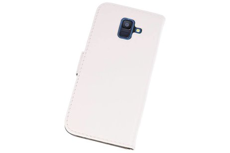 BAOHU Hoesje Geschikt voor Samsung Galaxy A6 2018 - Kaarthouder Book Case Telefoonhoesje - Wit
