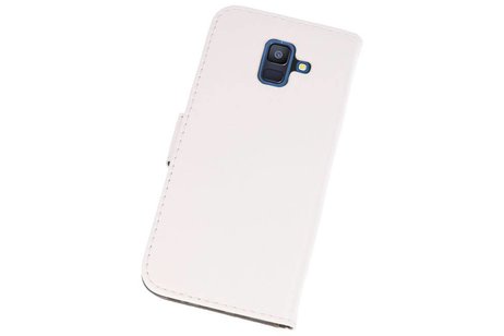 Hoesje Geschikt voor Samsung Galaxy A6 2018 - Kaarthouder Book Case Telefoonhoesje - Wit