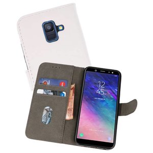 Hoesje Geschikt voor Samsung Galaxy A6 2018 - Kaarthouder Book Case Telefoonhoesje - Wit