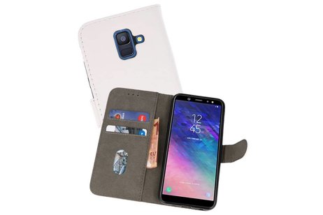 BAOHU Hoesje Geschikt voor Samsung Galaxy A6 2018 - Kaarthouder Book Case Telefoonhoesje - Wit