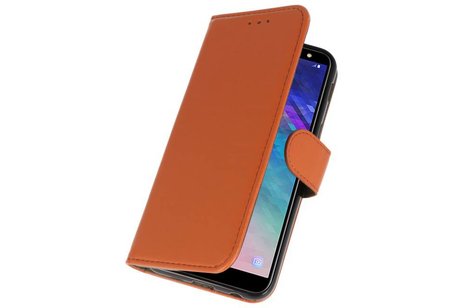 Hoesje Geschikt voor Samsung Galaxy A6 2018 - Kaarthouder Book Case Telefoonhoesje - Bruin