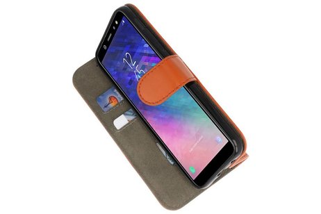 BAOHU Hoesje Geschikt voor Samsung Galaxy A6 2018 - Kaarthouder Book Case Telefoonhoesje - Bruin