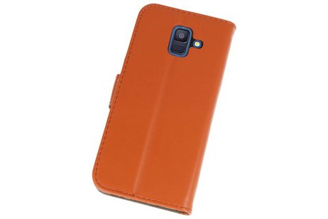 Hoesje Geschikt voor Samsung Galaxy A6 2018 - Kaarthouder Book Case Telefoonhoesje - Bruin