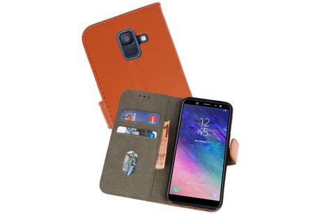BAOHU Hoesje Geschikt voor Samsung Galaxy A6 2018 - Kaarthouder Book Case Telefoonhoesje - Bruin