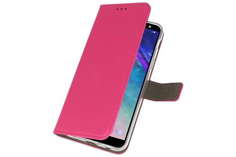 Samsung Galaxy A6 2018 Hoesje Kaarthouder Book Case Telefoonhoesje Roze