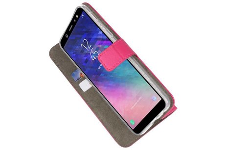 Samsung Galaxy A6 2018 Hoesje Kaarthouder Book Case Telefoonhoesje Roze