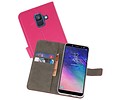 Samsung Galaxy A6 2018 Hoesje Kaarthouder Book Case Telefoonhoesje Roze