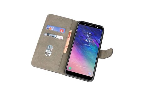 BAOHU Hoesje Geschikt voor Samsung Galaxy A6 Plus 2018 - Kaarthouder Book Case Telefoonhoesje - Zwart